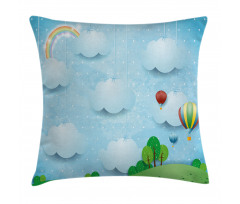 Balloons Clouds Stars Hill Pillow Cover