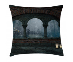 Medieval Castle at Night Pillow Cover