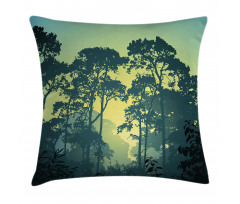 Mist Forest Trees Scene Pillow Cover