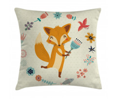 Animal with Floral Pillow Cover