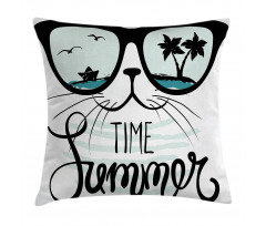 Hipster Cat with Palms Pillow Cover