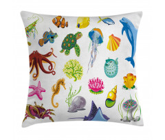 Sea Animals Octopus Fish Pillow Cover