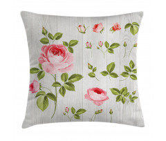 Vintage Rose Petals Leaf Pillow Cover