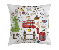 Sketchy Famous Tourist Pillow Cover
