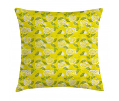 Fresh Lemons with Leaves Pillow Cover
