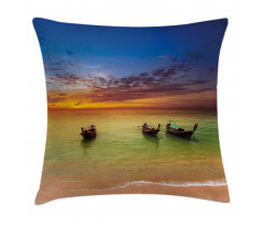 Thailand Boat in Ocean Pillow Cover