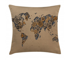Old Hipster World Map Pillow Cover