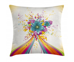 Rainbow Colored Buds Pillow Cover