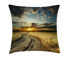Road Field with Ripe Pillow Cover