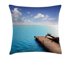 Wooden Deck on a Lake Pillow Cover