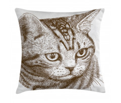 Portrait of a Kitty Hipster Pillow Cover