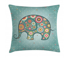 Elephant with Flowers Pillow Cover