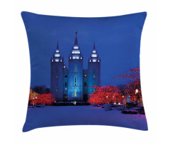 Castle in Winter Road Pillow Cover