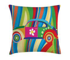 Hippie Style Classic Car Pillow Cover