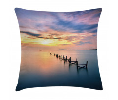 Sunset Abandoned Jetty Pillow Cover