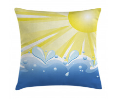 Vector Sun Wavy Sea Pillow Cover