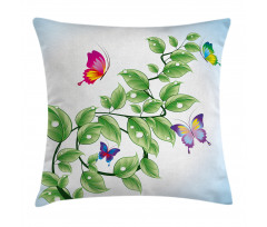 Floral Leaves Branches Pillow Cover