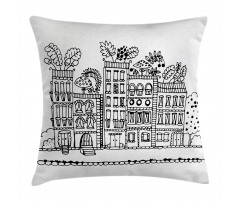 Sketchy Cartoon House Pillow Cover