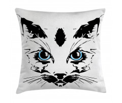 Big Cat Face Pet Sketchy Pillow Cover