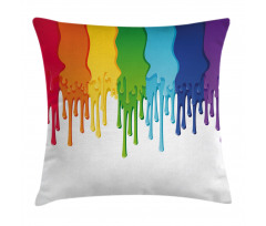 Rainbow Colored Paint Pillow Cover