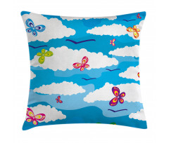 Clouds Butterfly Summer Pillow Cover