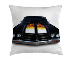Vintage Retro Car Flame Pillow Cover