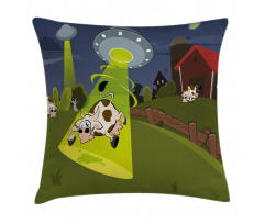 Farm Cow Alien Comics Pillow Cover