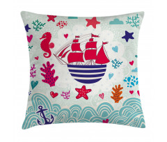 Sailing Ship Anchor Sea Pillow Cover
