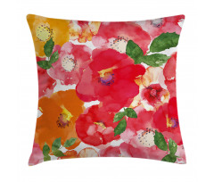 Watercolor Style Floral Pillow Cover