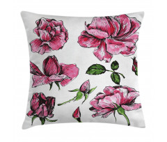 Garden Flowers Rose Buds Pillow Cover