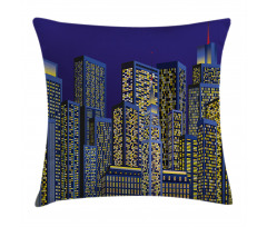 Cityscape Square Blue Pillow Cover