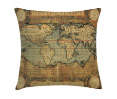 Vintage Atlas Old Chart Pillow Cover