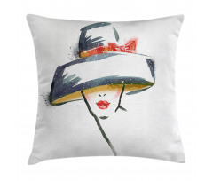 Fashion Woman with a Hat Pillow Cover