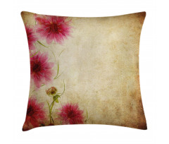 Retro Flowers Grungy Old Pillow Cover