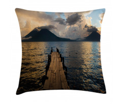 Wooden Pier on Lake Pillow Cover