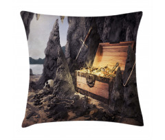 Treasure Chest in Cave Pillow Cover