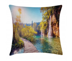 Idyllic Lake Waterfall Pillow Cover