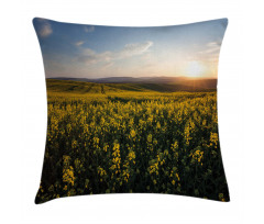 Sunset Flower Field Pillow Cover