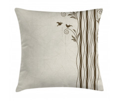 Wavy Tree Branches Birds Pillow Cover