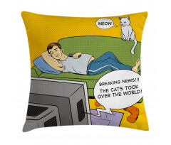 Man TV Cat Comic Book Pillow Cover