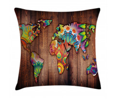 Map on Plank Pillow Cover