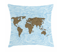 Map with Waves Pillow Cover