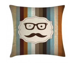 Man Moustache Glasses Pillow Cover