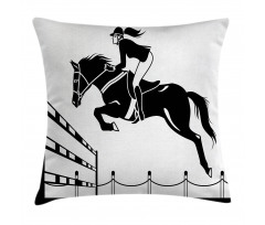 Jockey Girl Jumping Pillow Cover