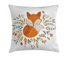 Baby Fox Flowers Pillow Cover
