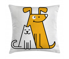 Cats and Dogs Friends Pillow Cover