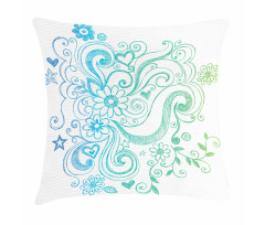 Ombre Sketchy Floral Pillow Cover