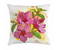 Vibrant Hibiscus Flower Pillow Cover