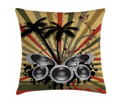 Palm Trees Music Party Pillow Cover