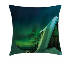 Wooden House Winter Pillow Cover